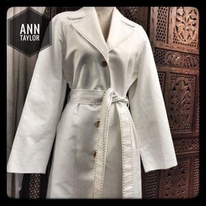 Vintage Ann Taylor White Trenchcoat Black Stitching